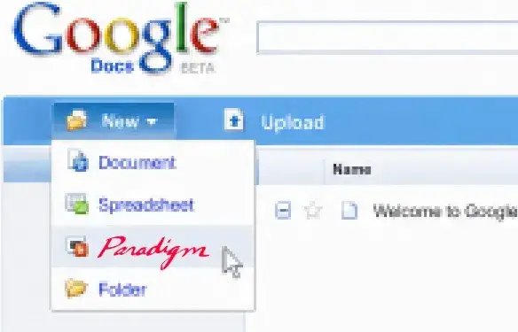 Screenshot from 2007 Google Docs, create new doc page