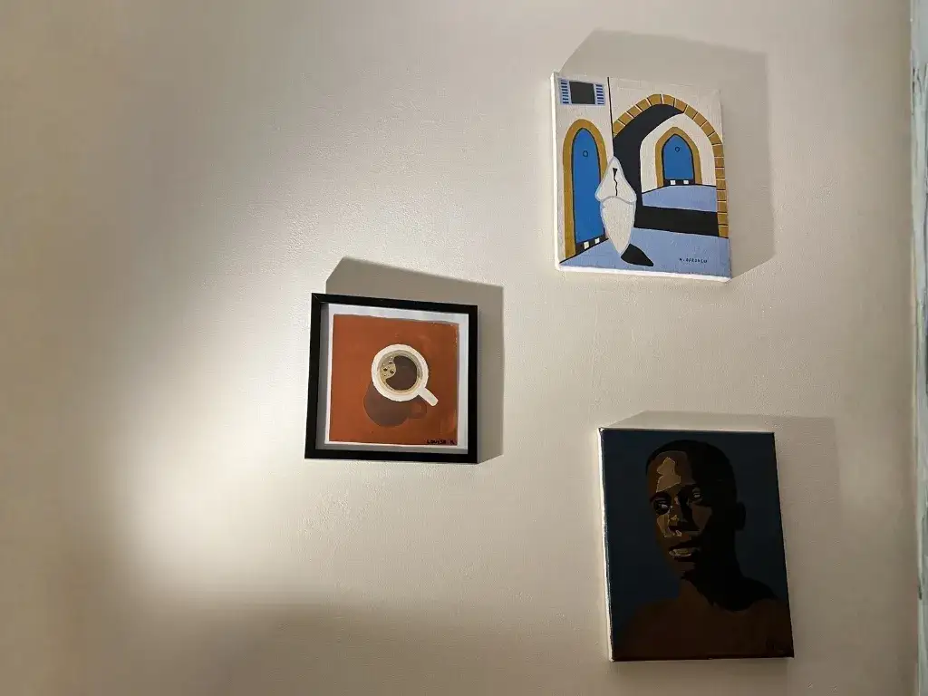 Art on the wall of a friend's apartment in Caen, France